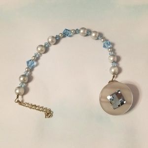 Crystal Dream pacifier clip with pearls cystals